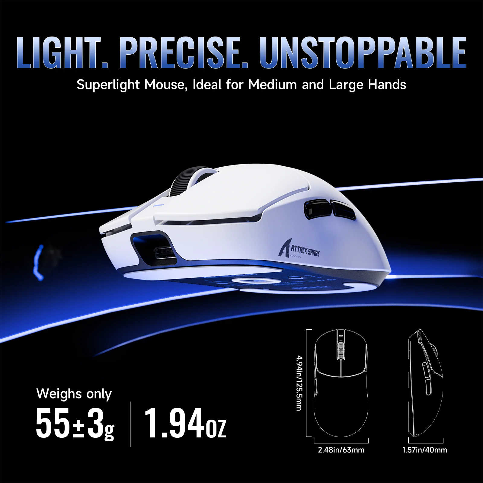 ATTACK SHARK X8 Series Tri-mode Lightweight Wireless Gaming Mouse - Image 5