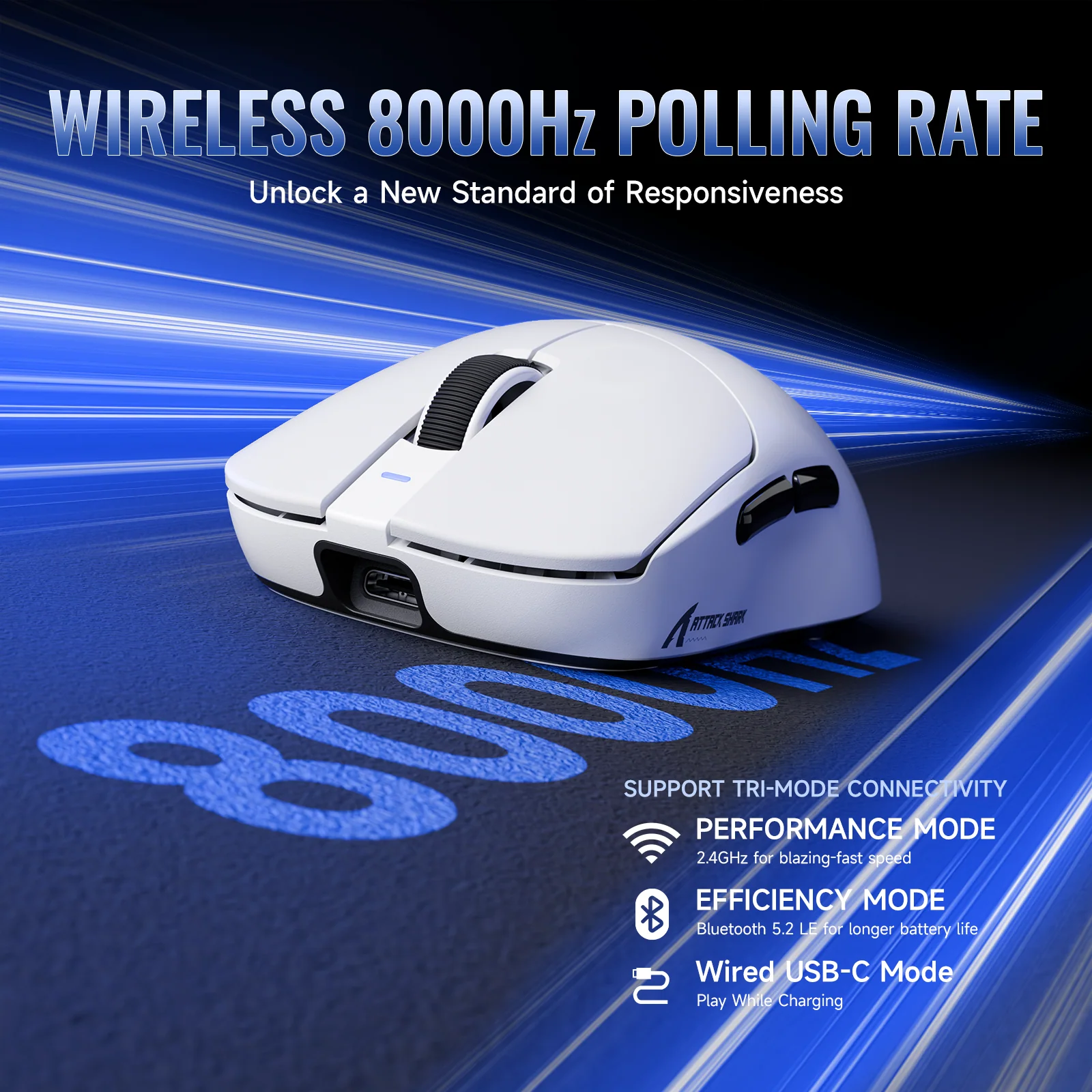 ATTACK SHARK X8 Series Tri-mode Lightweight Wireless Gaming Mouse - Image 6