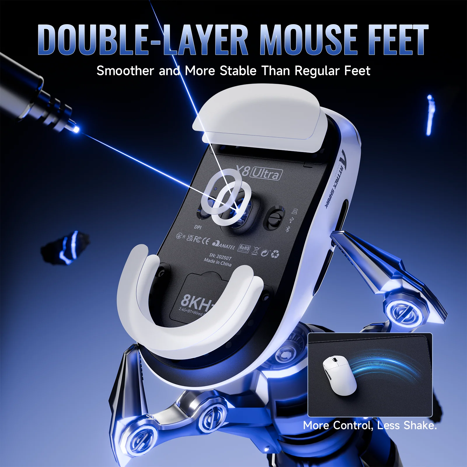 ATTACK SHARK X8 Series Tri-mode Lightweight Wireless Gaming Mouse - Image 9