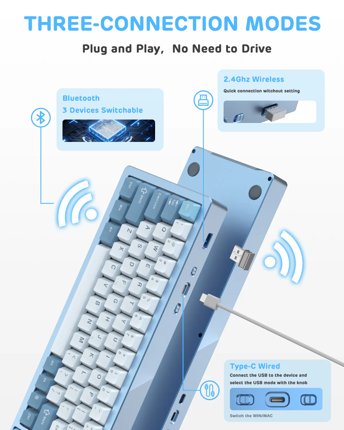 ATTACK SHARK x XINMENG M71 Knob CNC Aluminum Wireless Mechanical Keyboard - Image 12